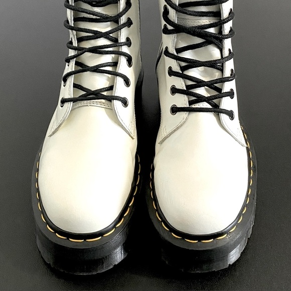 Dr. Martens Jadon Platform Lace Up Combat Boots White Leather Chunky Feminine - Picture 13 of 15